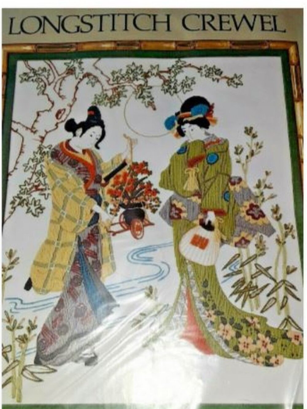 Vintage GEISHA & SAMURAI Longstitch Crewel Kit Candamar Something Special NEW